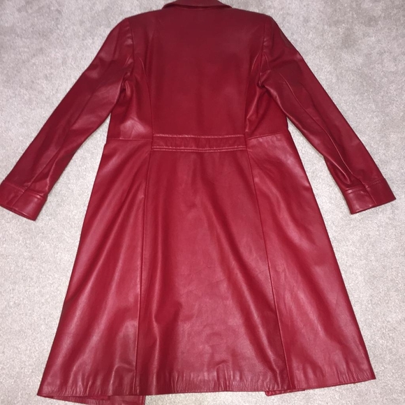 DANIER red Womens Leather Jacket (Long) - Picture 4 of 6